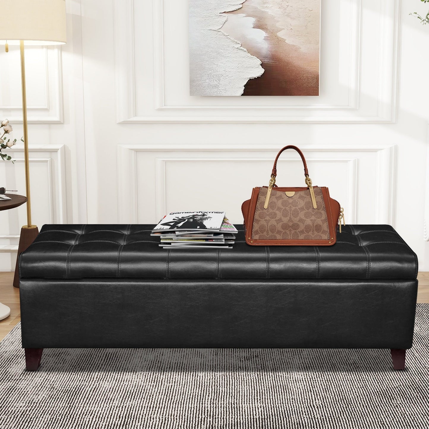 Tabouret de rangement Adeco 50 en simili cuir