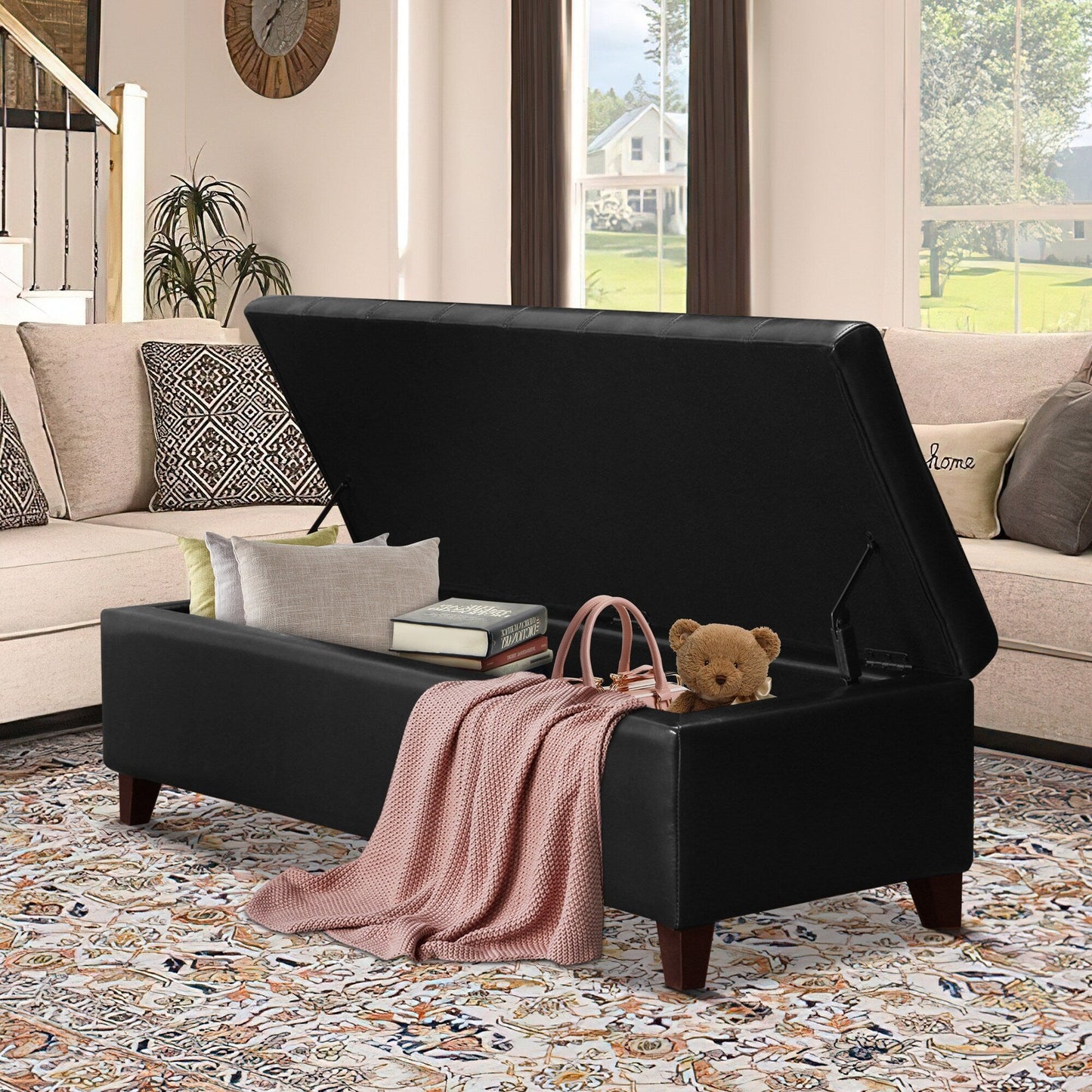 Tabouret de rangement Adeco 50 en simili cuir