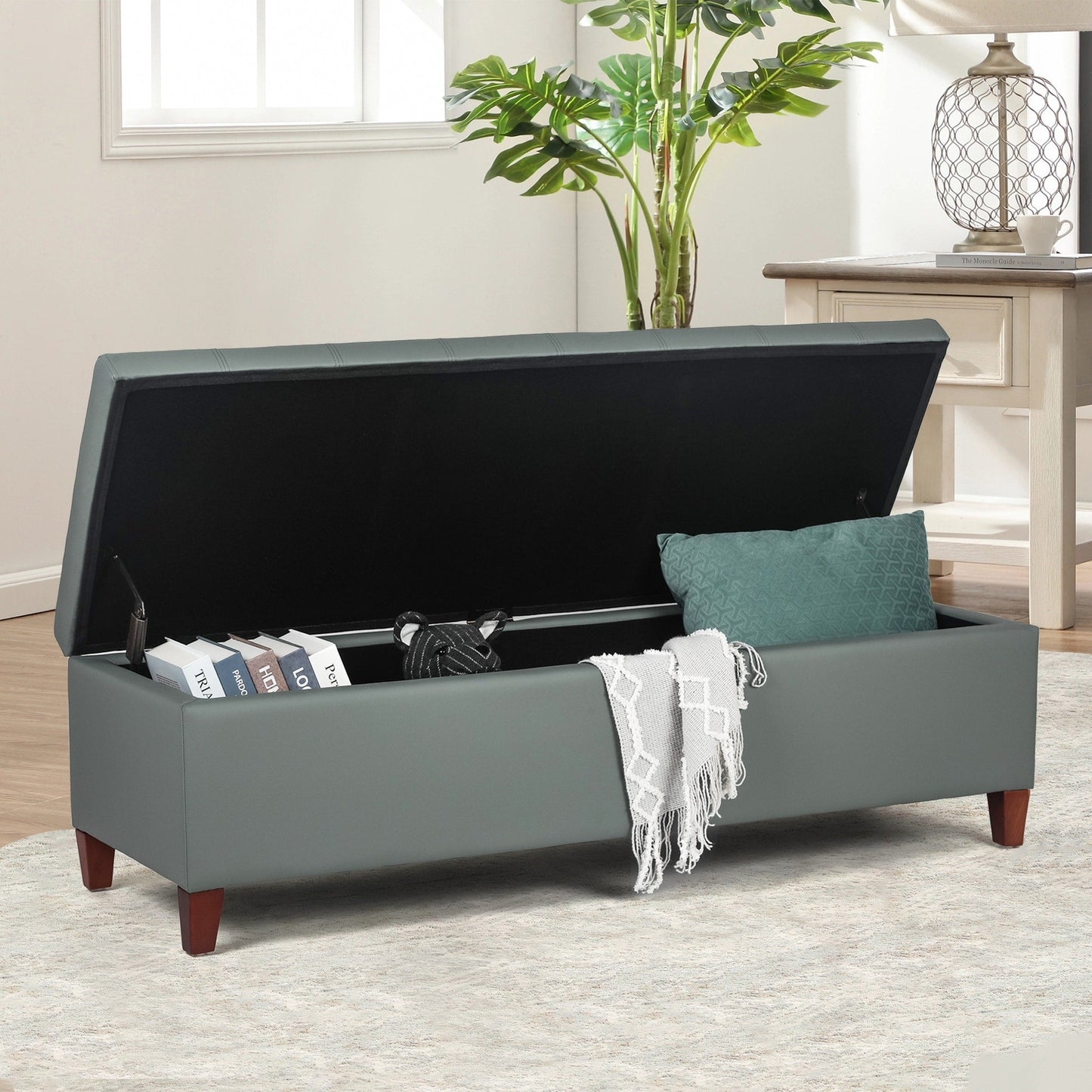 Tabouret de rangement Adeco 50 en simili cuir