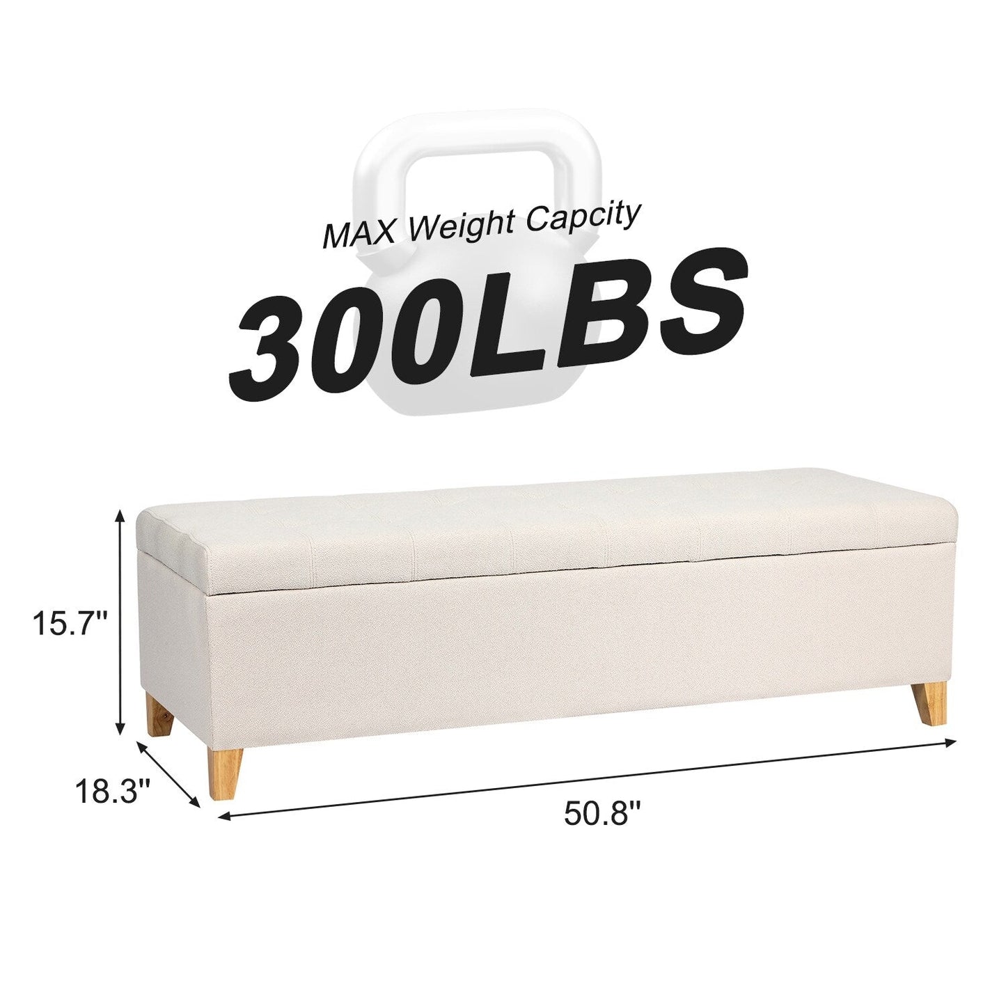 Tabouret de rangement Adeco 50 en simili cuir