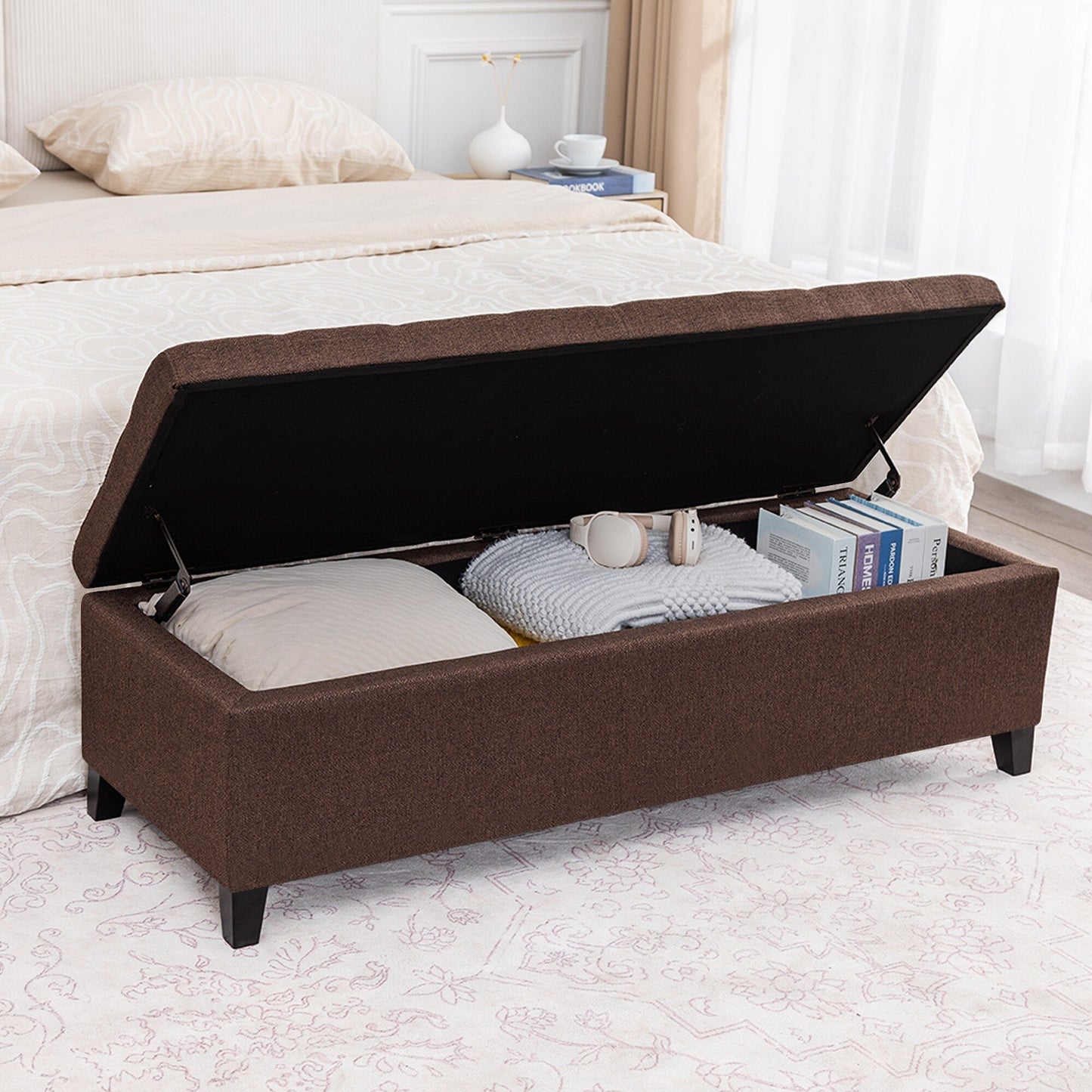 Tabouret de rangement Adeco 50 en simili cuir