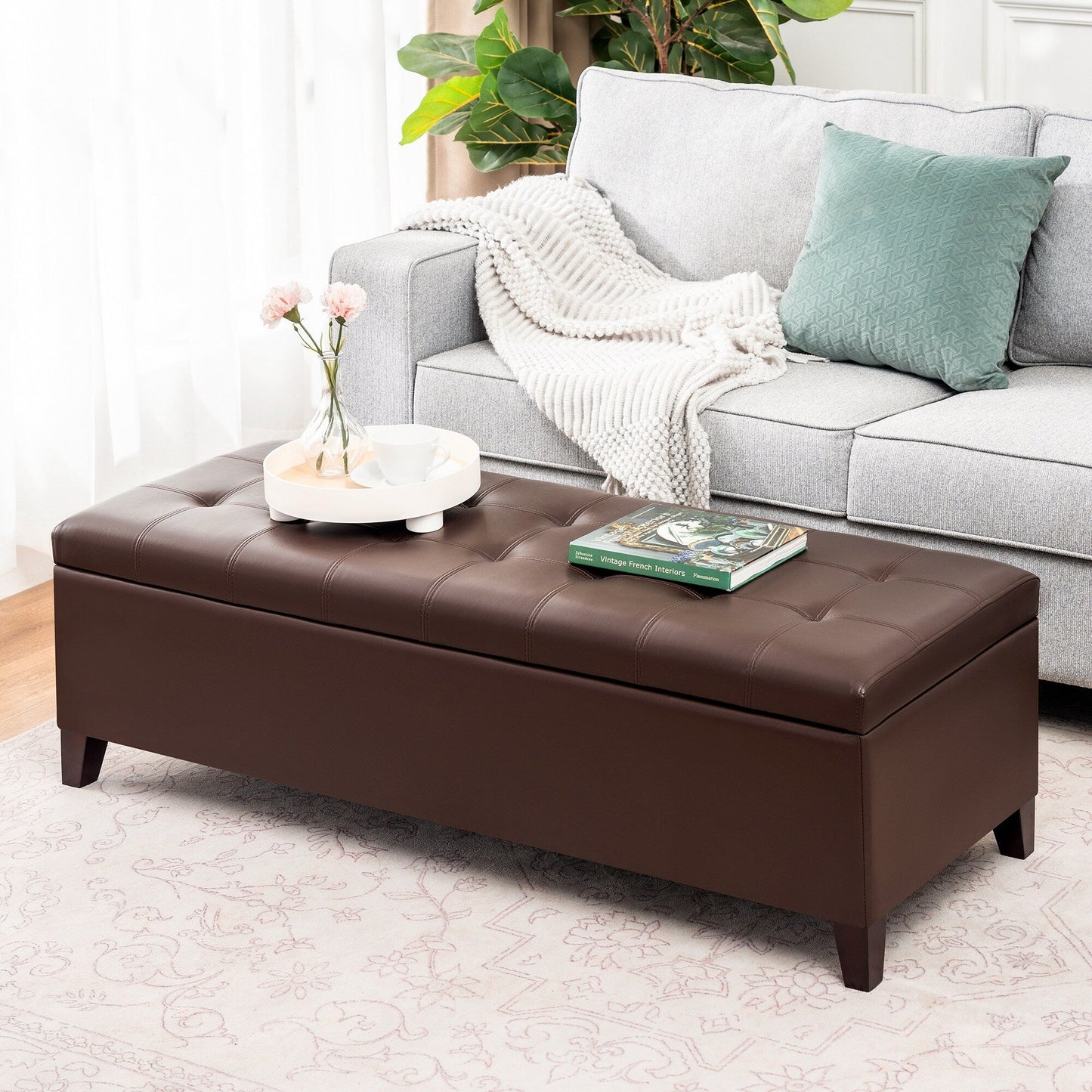 Tabouret de rangement Adeco 50 en simili cuir