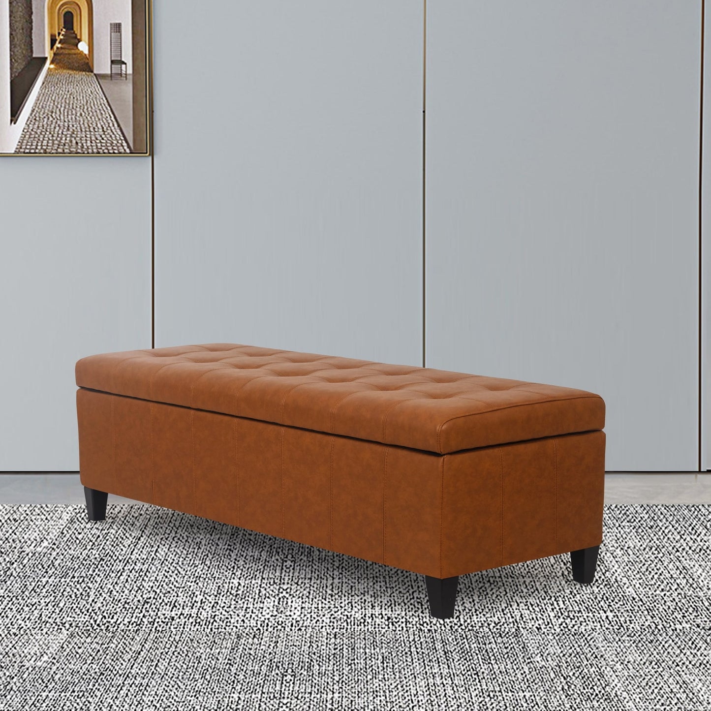 Tabouret de rangement Adeco 50 en simili cuir