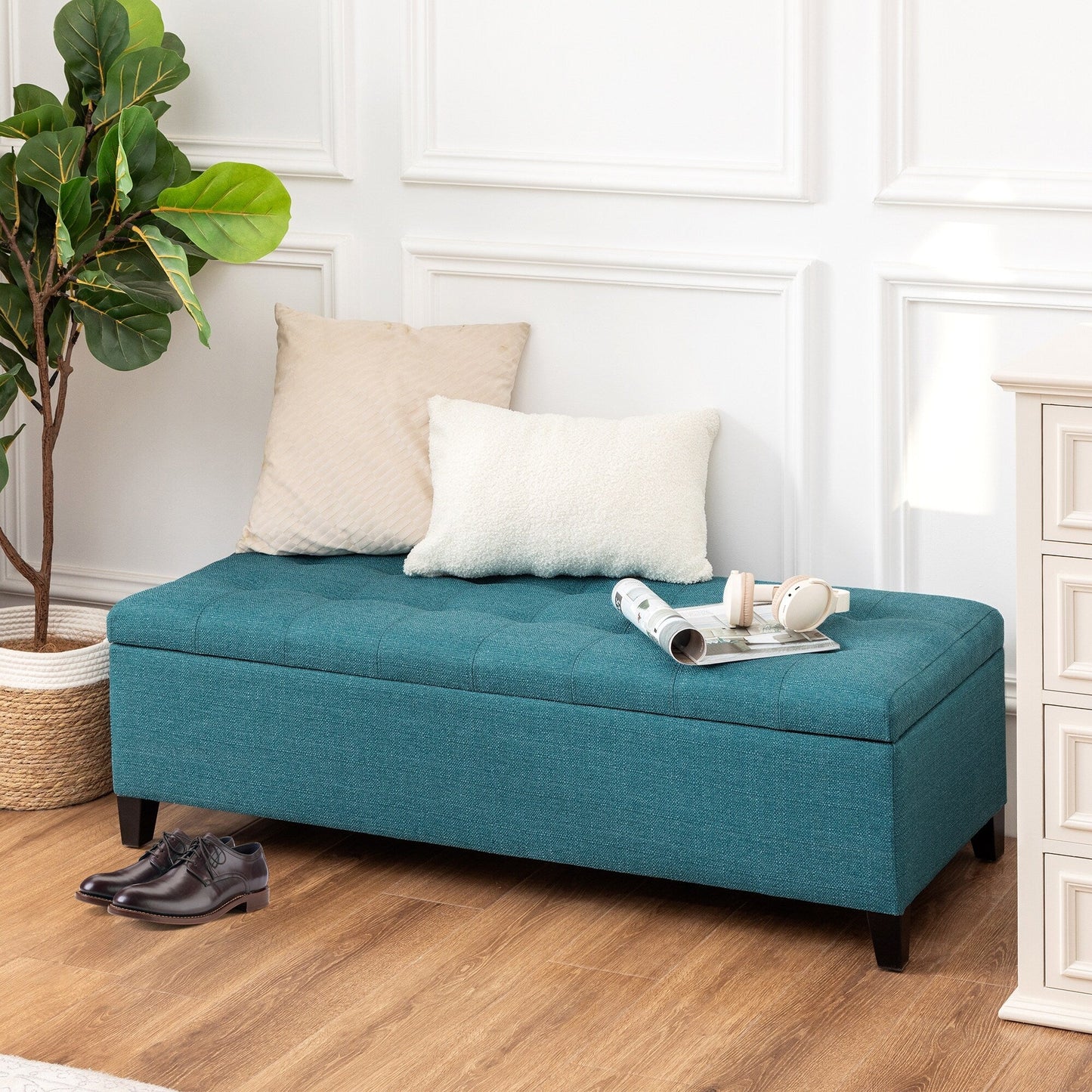 Tabouret de rangement Adeco 50 en simili cuir