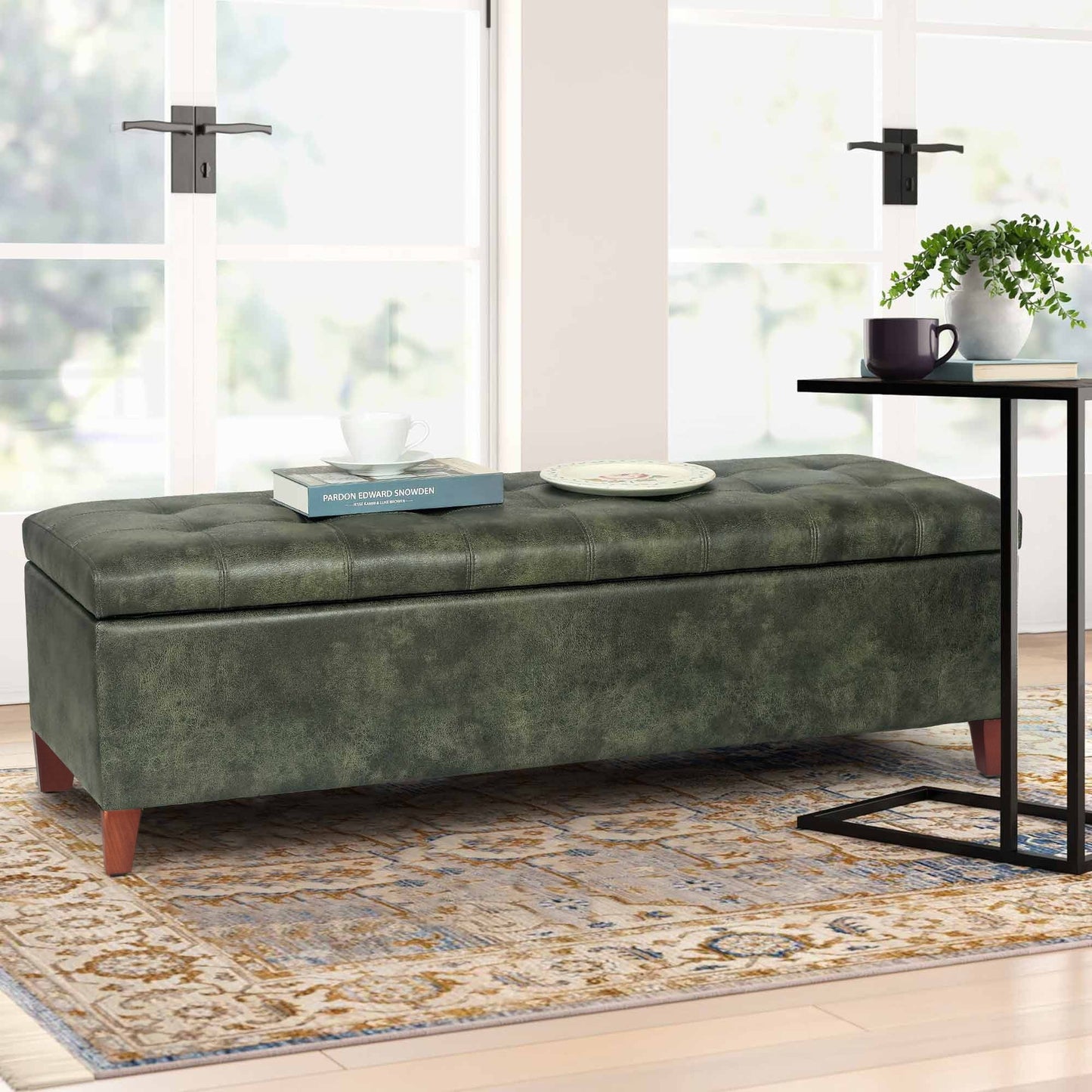 Tabouret de rangement Adeco 50 en simili cuir