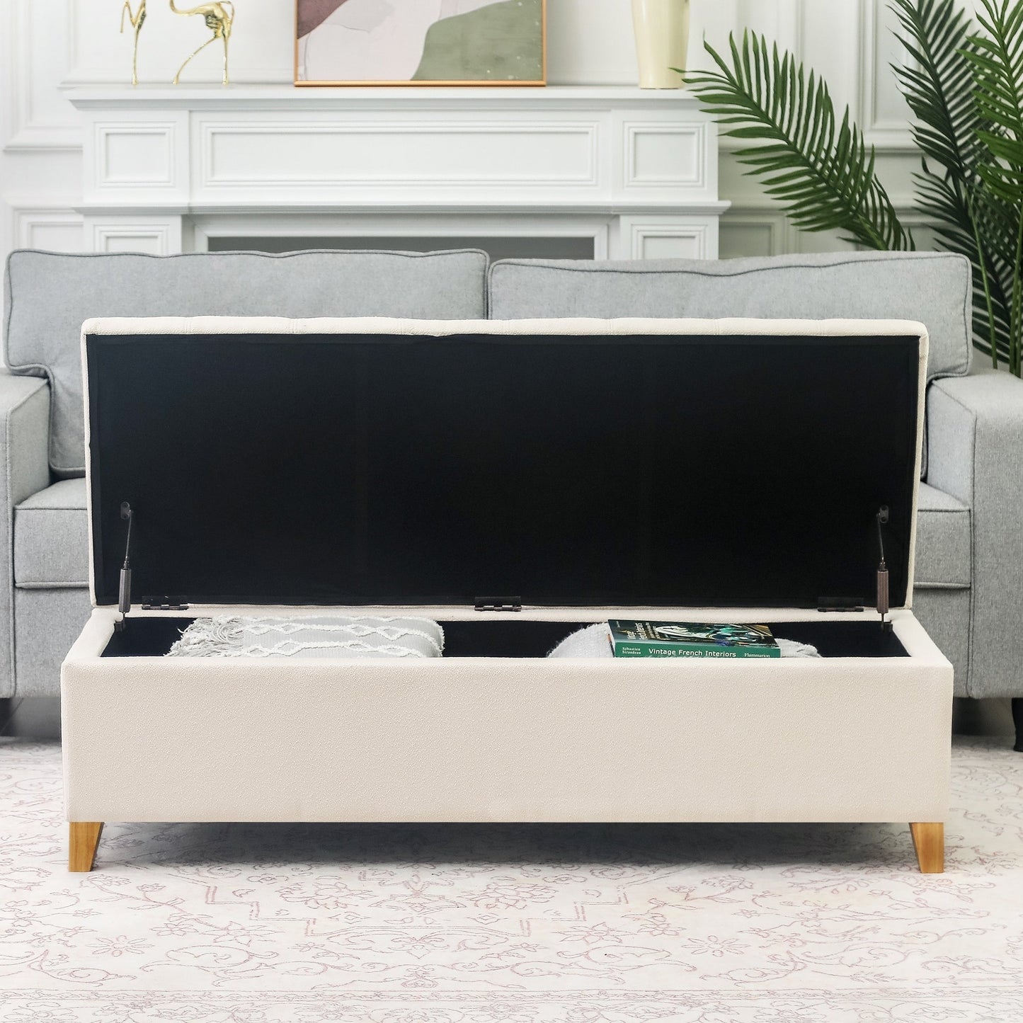 Tabouret de rangement Adeco 50 en simili cuir