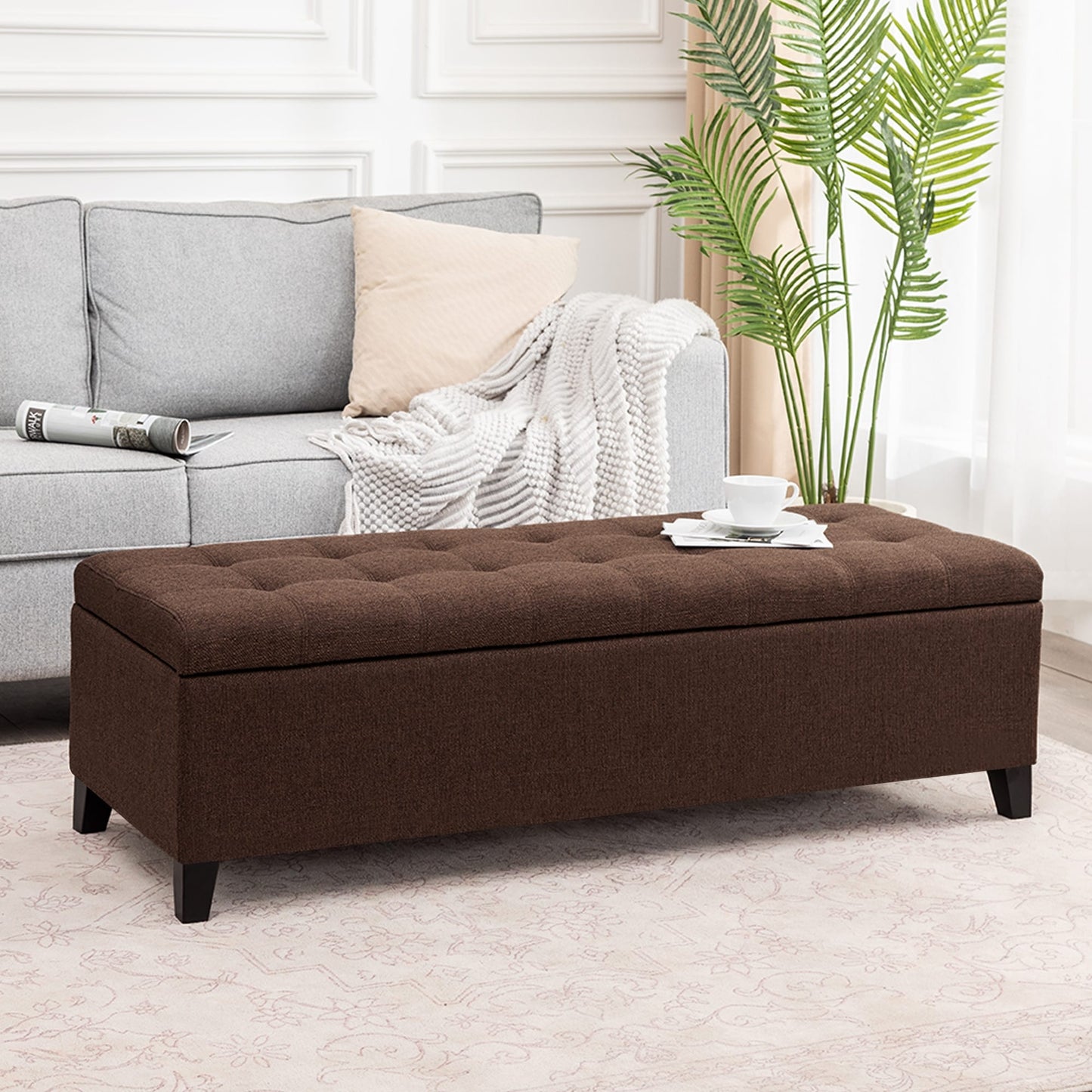Tabouret de rangement Adeco 50 en simili cuir