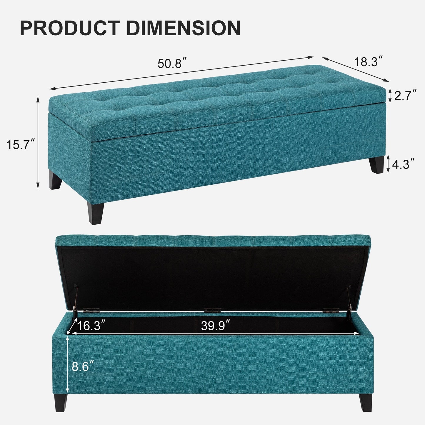Tabouret de rangement Adeco 50 en simili cuir
