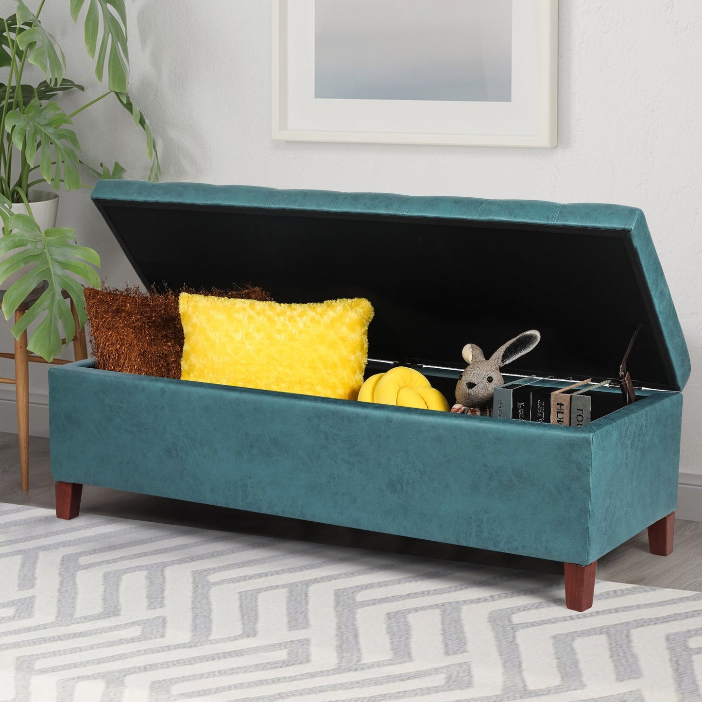 Tabouret de rangement Adeco 50 en simili cuir