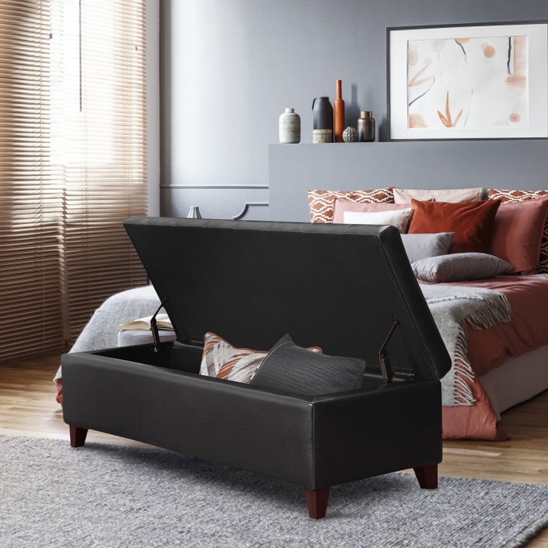 Tabouret de rangement Adeco 50 en simili cuir