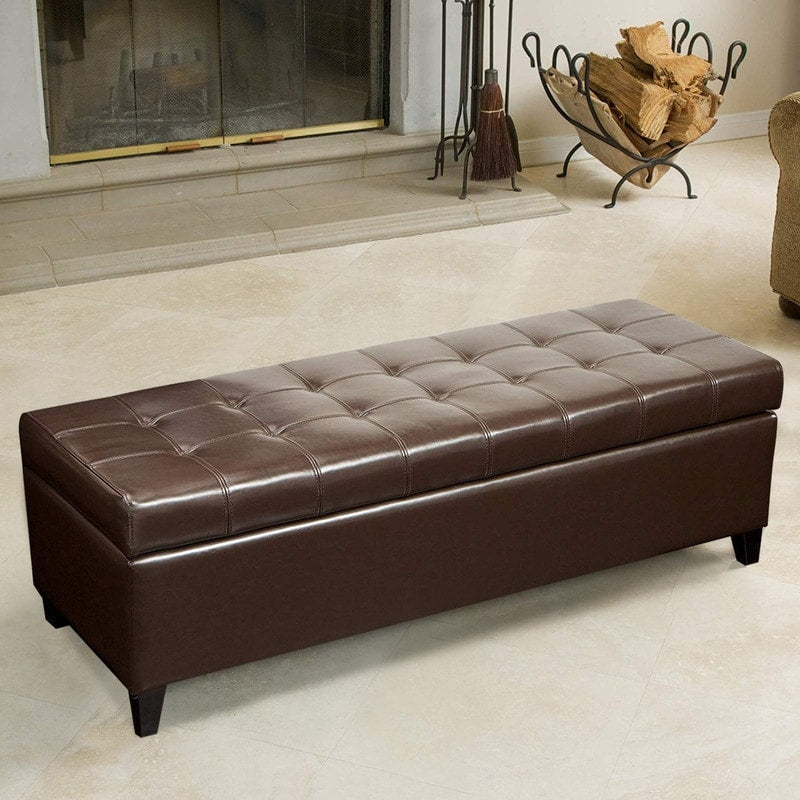 Tabouret de rangement Adeco 50 en simili cuir