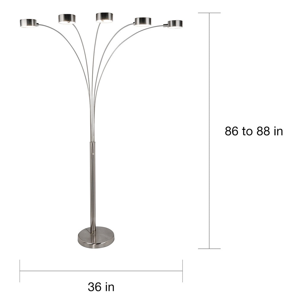 Lampadaire à 5 lumières à arche en acier brossé Charlie de Strick & Bolton