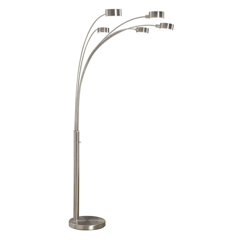 Lampadaire à 5 lumières à arche en acier brossé Charlie de Strick & Bolton