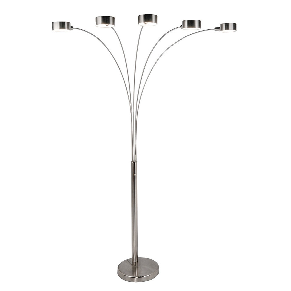 Lampadaire à 5 lumières à arche en acier brossé Charlie de Strick & Bolton
