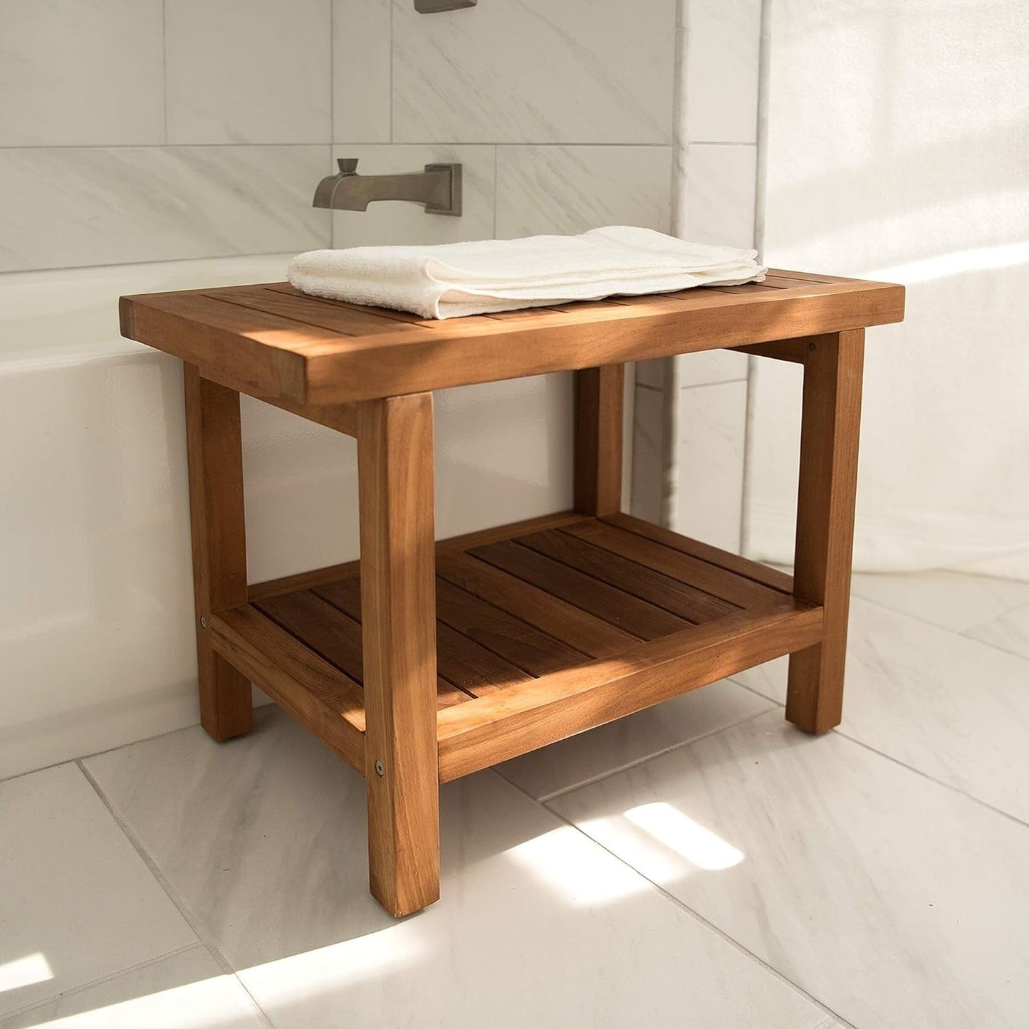 Table/Banc de douche en teck d'Indonésie d'Aurora Home