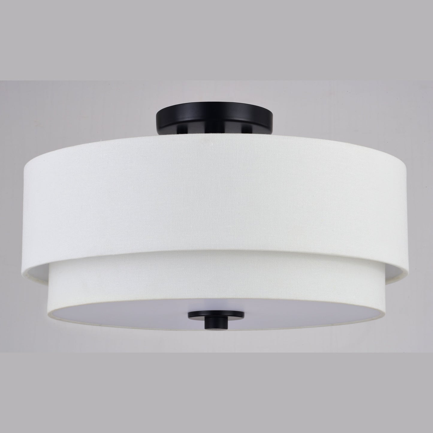 Luminaire à suspension à montage au plafond de style moderne du milieu du siècle de Burnaby avec abat-jour blanc en lin.
