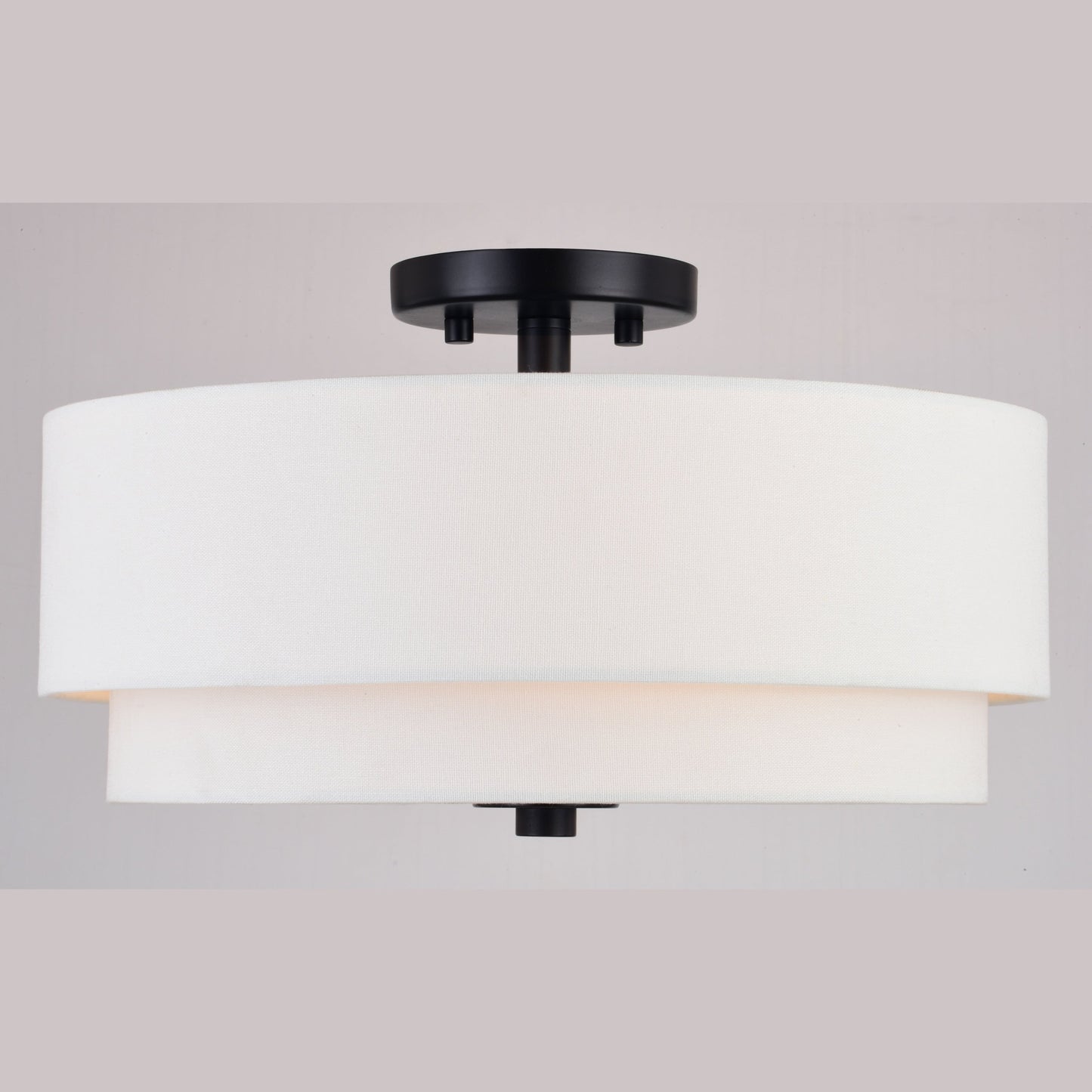 Luminaire à suspension à montage au plafond de style moderne du milieu du siècle de Burnaby avec abat-jour blanc en lin.