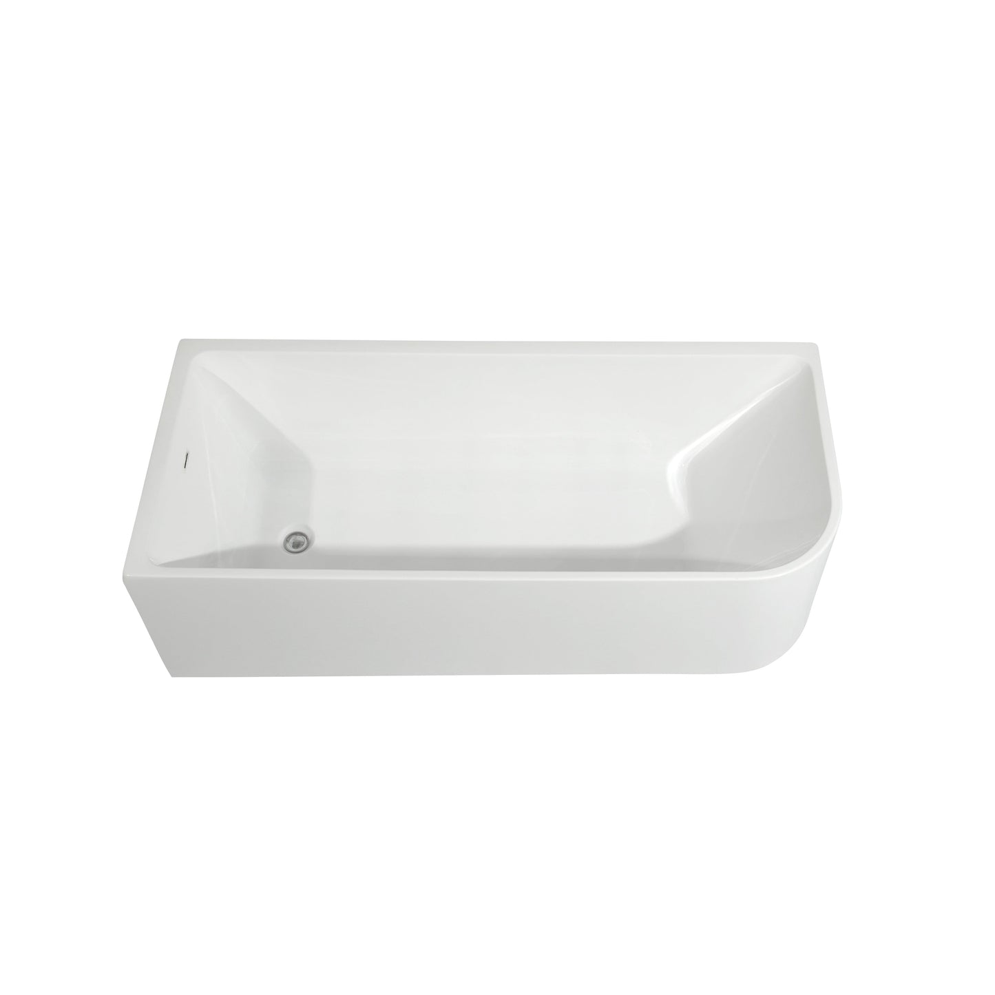 Baignoires autoportantes en acrylique CB HOME 59''/67'', baignoires à trempage à côté unique contre le mur, trop-plein gauche/droite