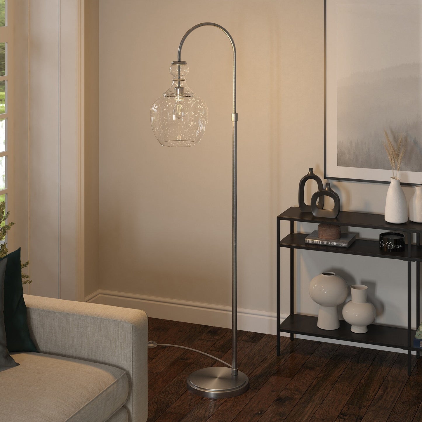 Verona Lampe de sol à arc avec abat-jour en verre
