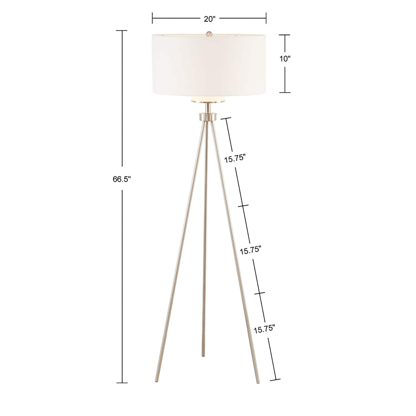 Lampe de chevet sur pied à trois pieds en métal Pacific d'INK+IVY avec abat-jour en verre