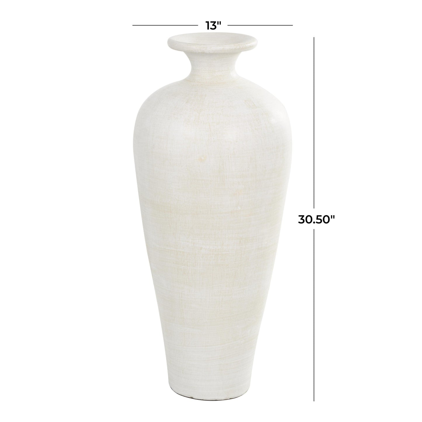 Vase décoratif en forme d'amphore, en céramique, de grande taille, pour le sol - Blanc - Roche River Decor