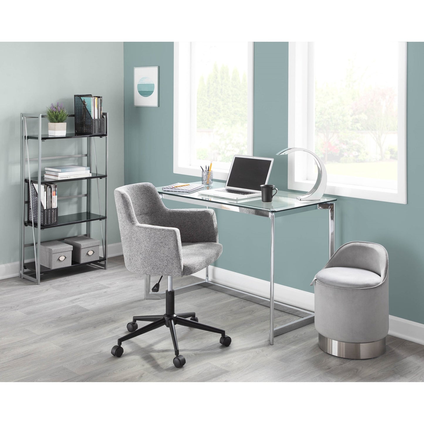 Tabouret de coiffeuse pivotant en velours Corday de Silver Orchid