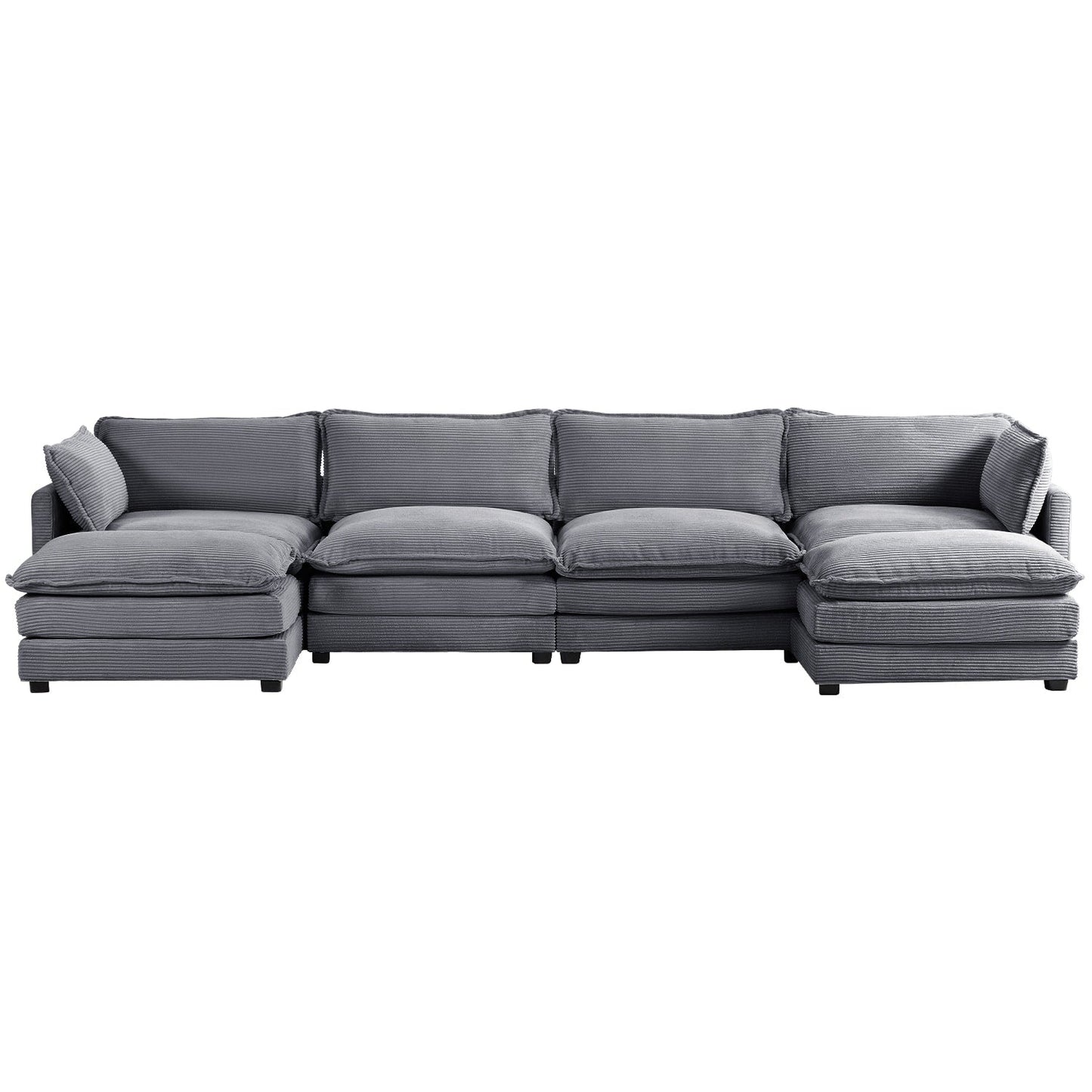 Canapé d'angle en velours côtelé avec ottomans amovibles et coussins ultra-doux pour le salon et la chambre à coucher