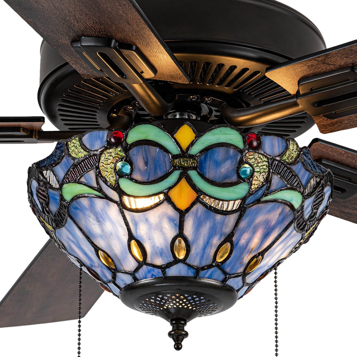 Ventilateur de plafond Della River of Goods à 52 pouces avec 3 lumières, télécommande et fini bronze huilé et verre teinté