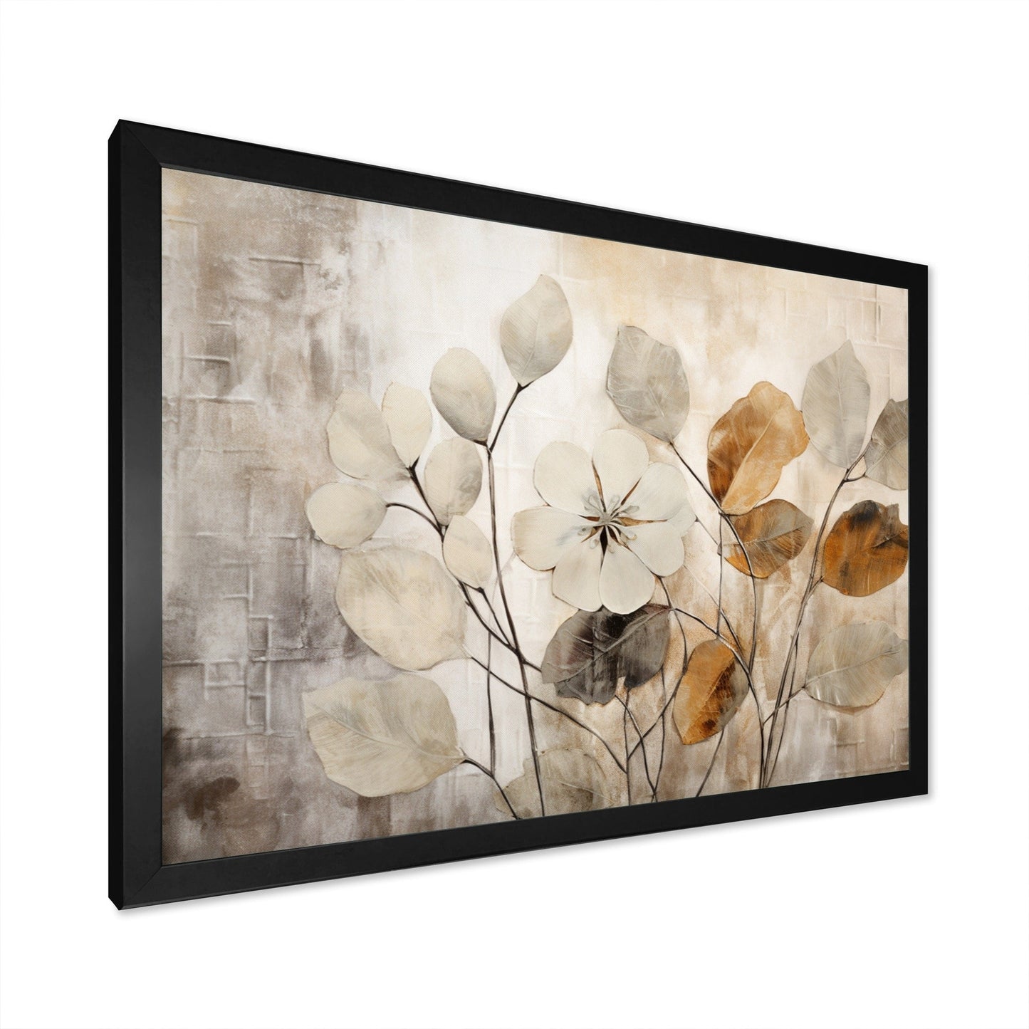 Designart Beige Botanical Impressions III Impression sur toile encadrée d'art abstrait botanique