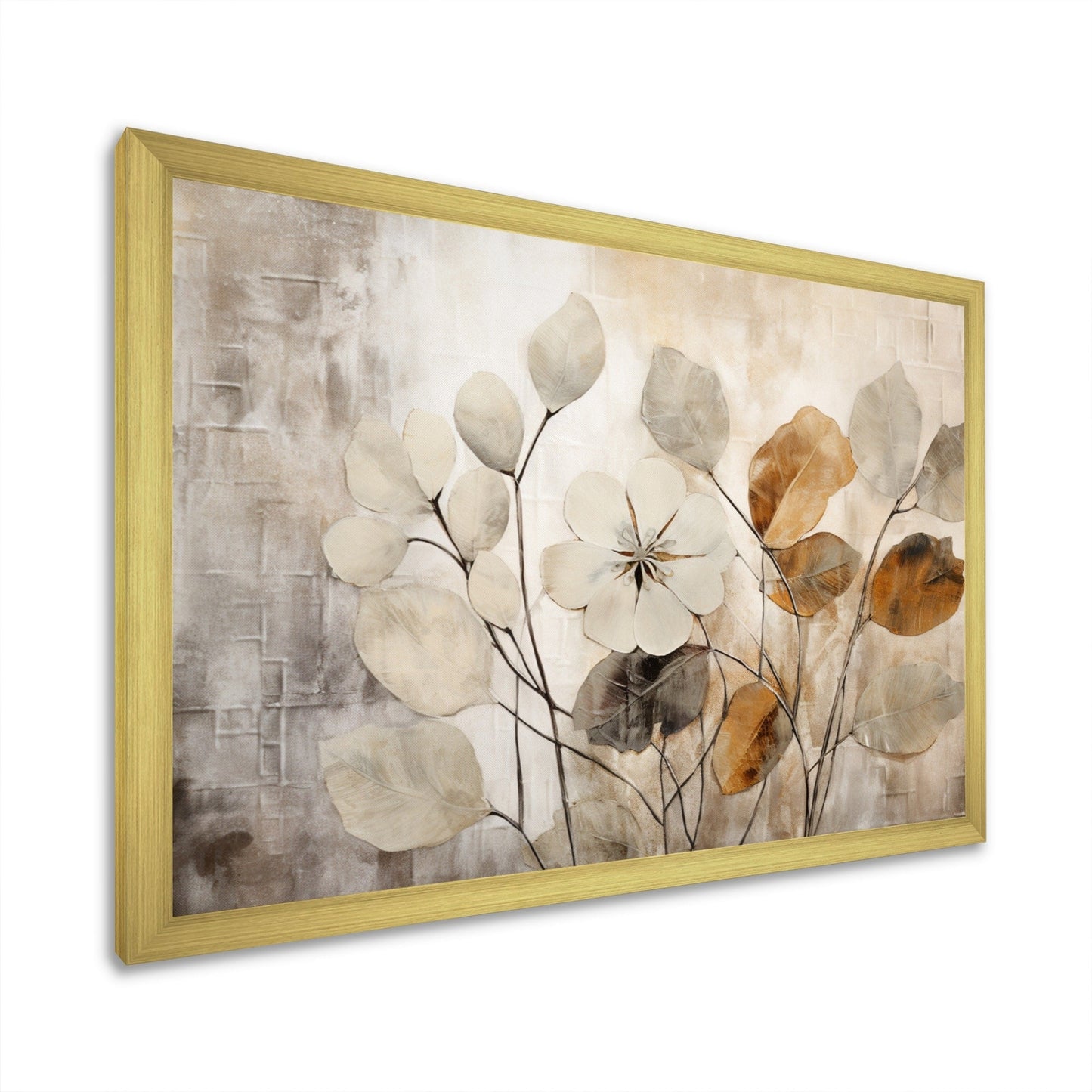 Designart Beige Botanical Impressions III Impression sur toile encadrée d'art abstrait botanique