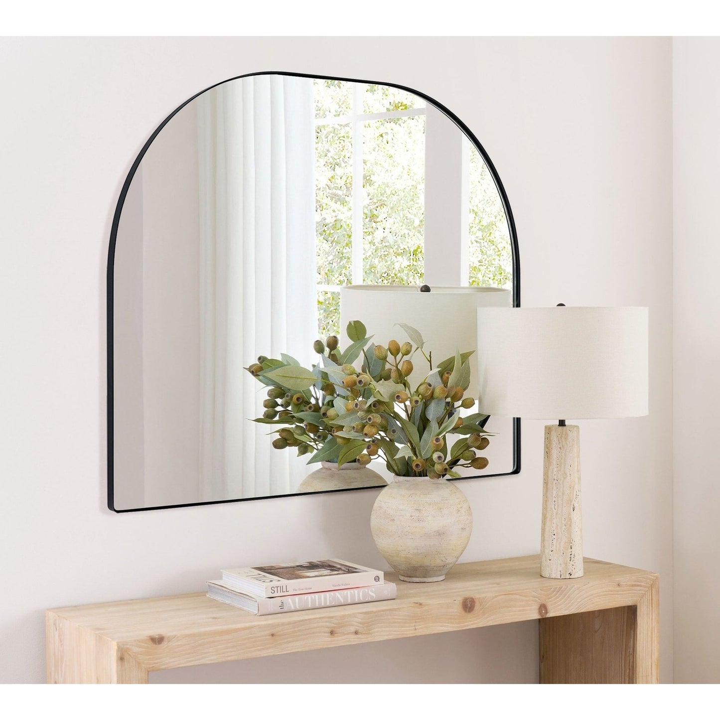 TEHOME Dezerae Grand miroir à arche pour cheminée, 102 cm L x 81 cm H