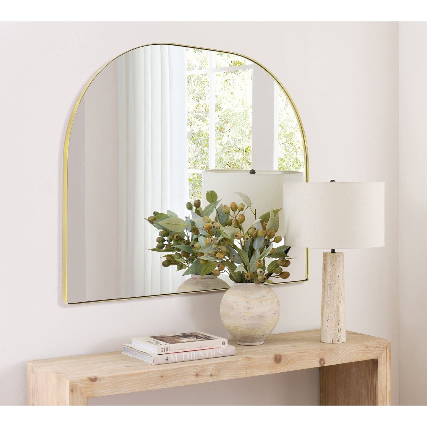 TEHOME Dezerae Grand miroir à arche pour cheminée, 102 cm L x 81 cm H