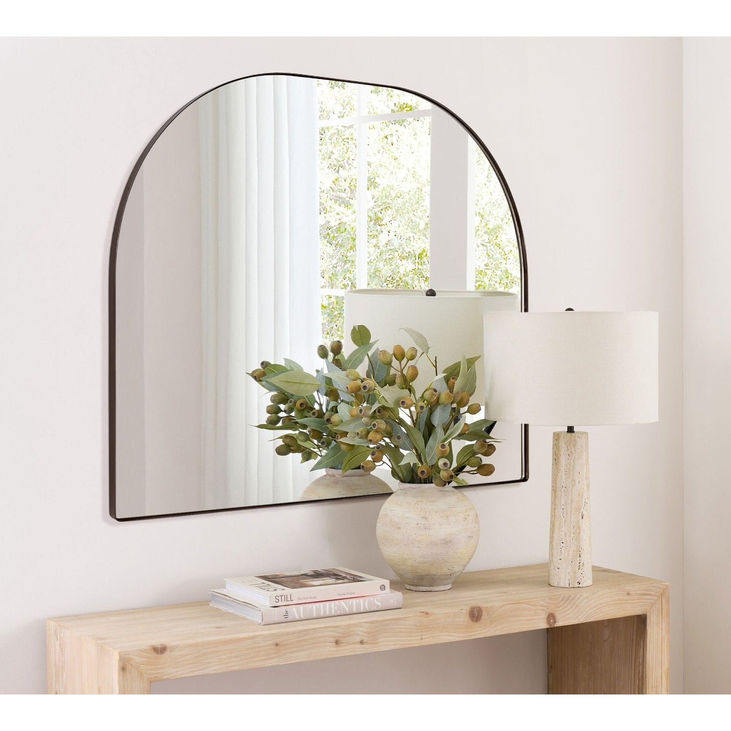 TEHOME Dezerae Grand miroir à arche pour cheminée, 102 cm L x 81 cm H
