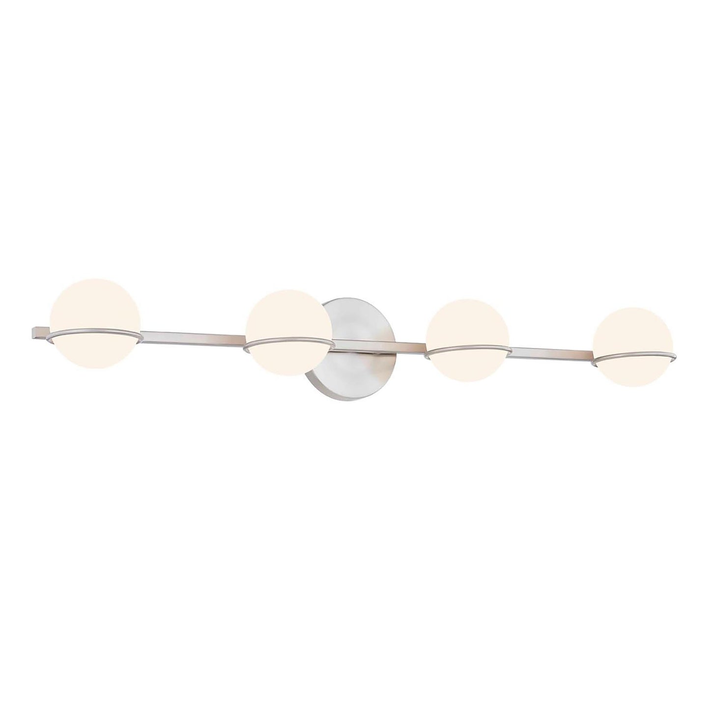 Justice Design Group EVOLV Fusion Centric Barre lumineuse de salle de bain à 4 lumières avec abat-jour en verre opale