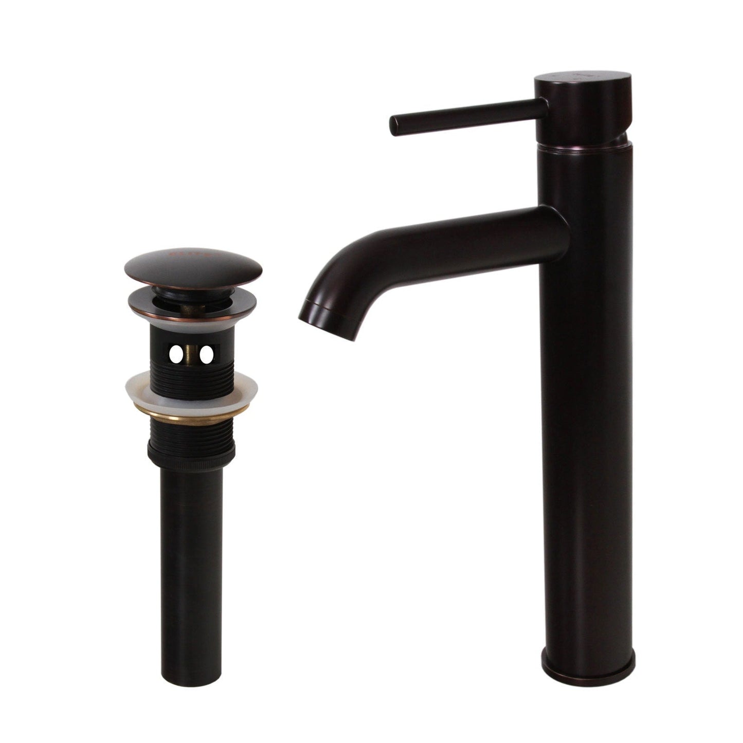 Robinet de lavabo haut à simple levier en bronze huilé Elite et bonde à levier.