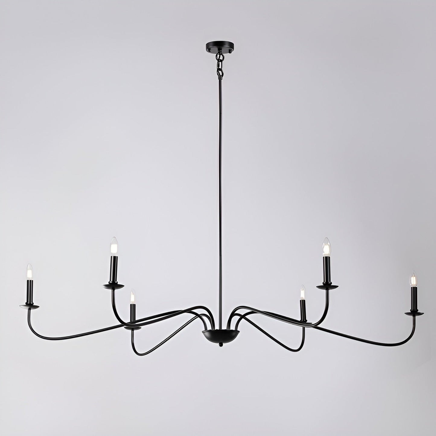Luminaire classique français minimaliste à 6 lumières avec éclairage de type bougie