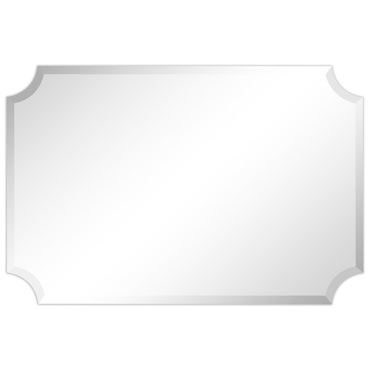 Miroir mural rectangulaire sans cadre, à bords évasés et biseautés, pour salle de bain, meuble-lavabo, chambre à coucher, avec un biseau sur le bord - Transparent