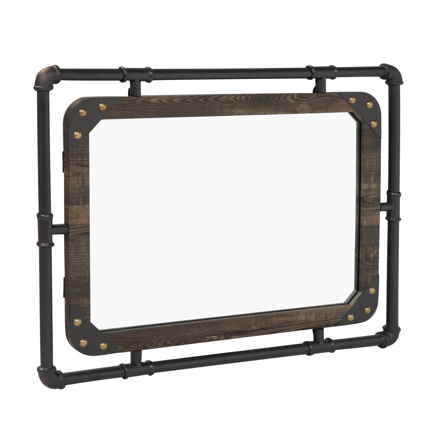 Miroir mural métallique flottant Revo Industrial de 78 cm (31 pouces) de Furniture of America