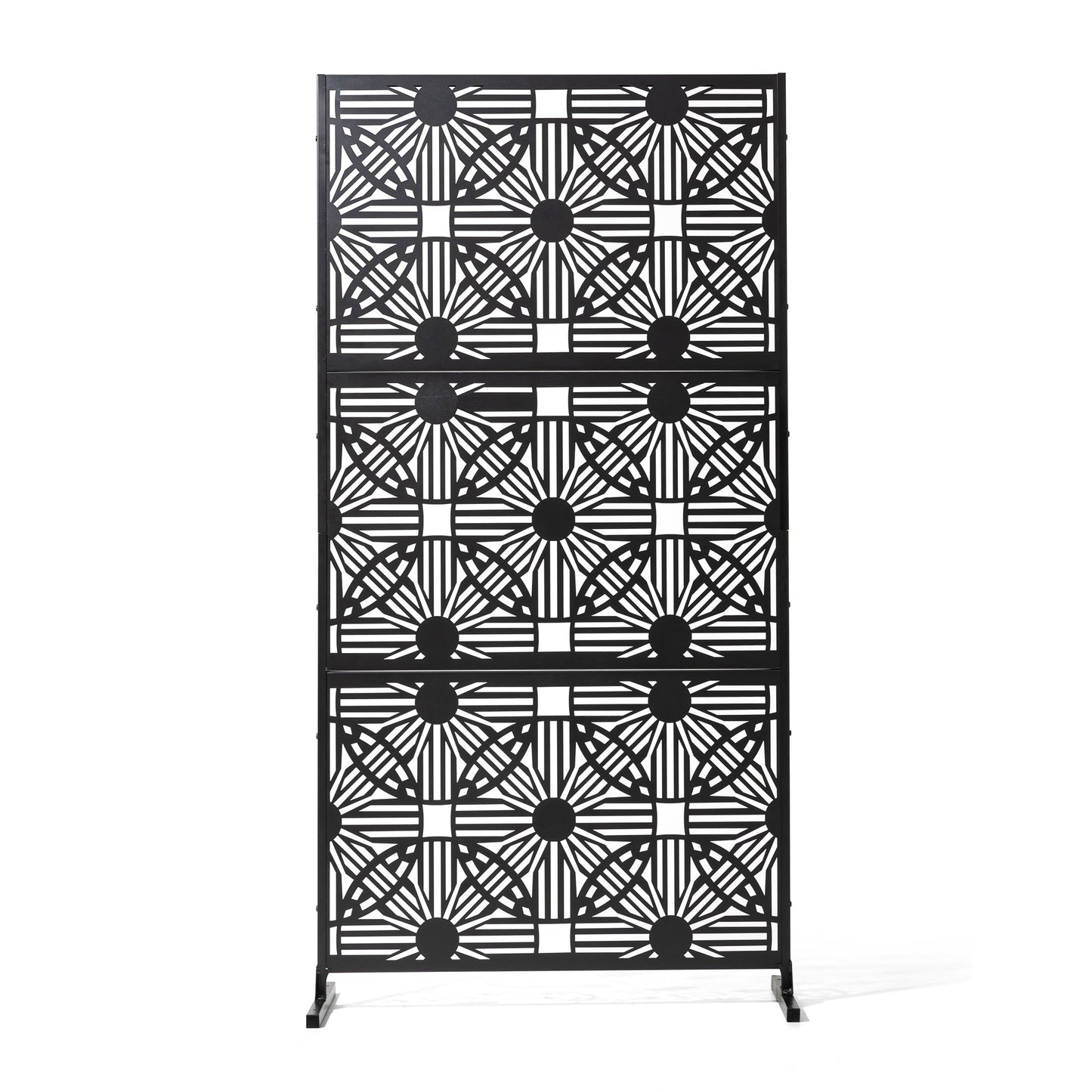 Glitzhome Écran de séparation de pièce, pare-brise à 3 panneaux, motif floral galvanisé, 1,8 m (6 pieds)