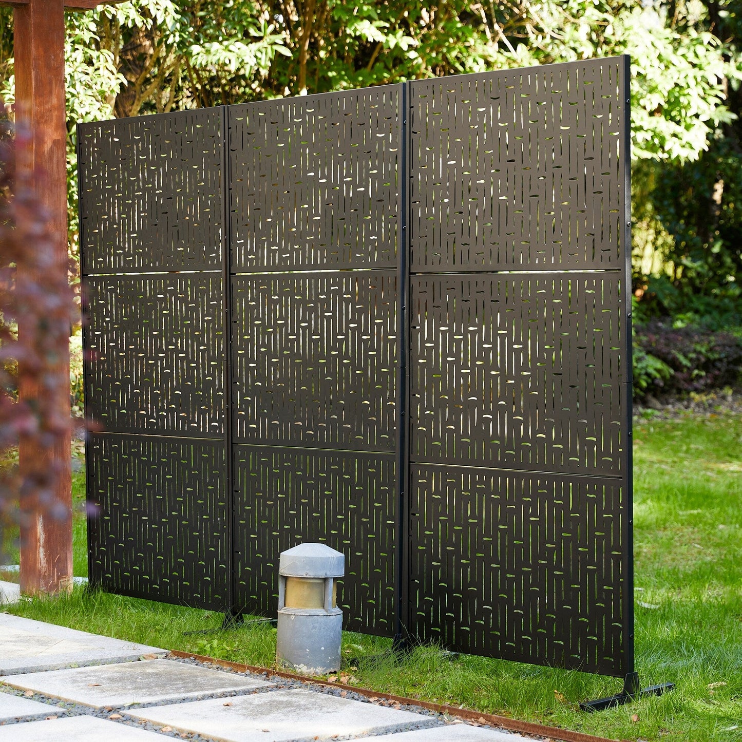 Glitzhome Écran de séparation de pièce, pare-brise à 3 panneaux, motif floral galvanisé, 1,8 m (6 pieds)