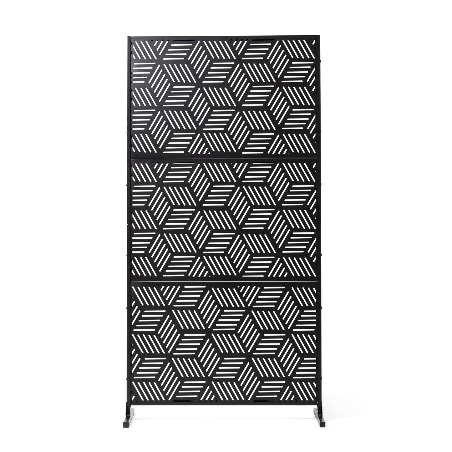 Glitzhome Écran de séparation de pièce, pare-brise à 3 panneaux, motif floral galvanisé, 1,8 m (6 pieds)