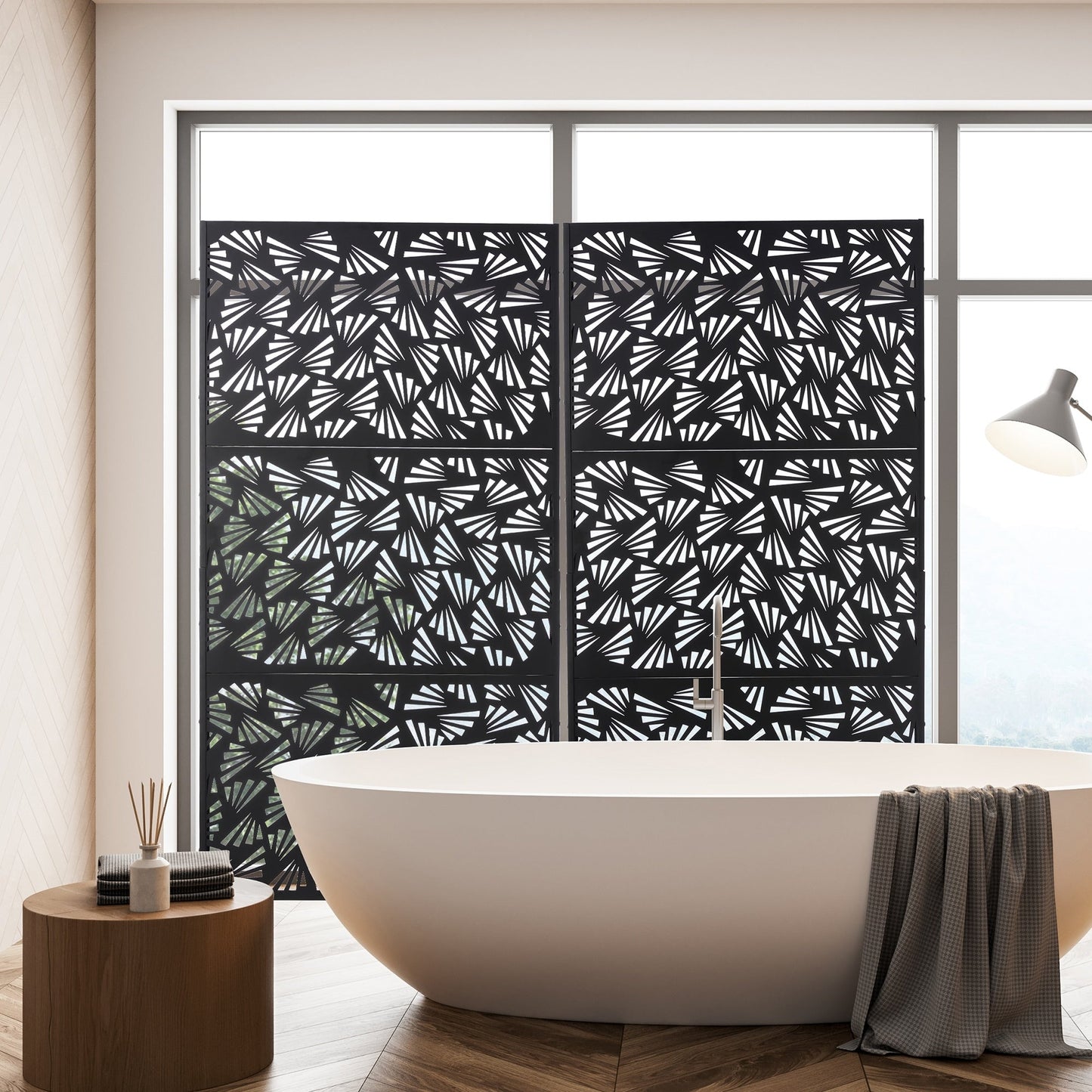 Glitzhome Écran de séparation de pièce, pare-brise à 3 panneaux, motif floral galvanisé, 1,8 m (6 pieds)
