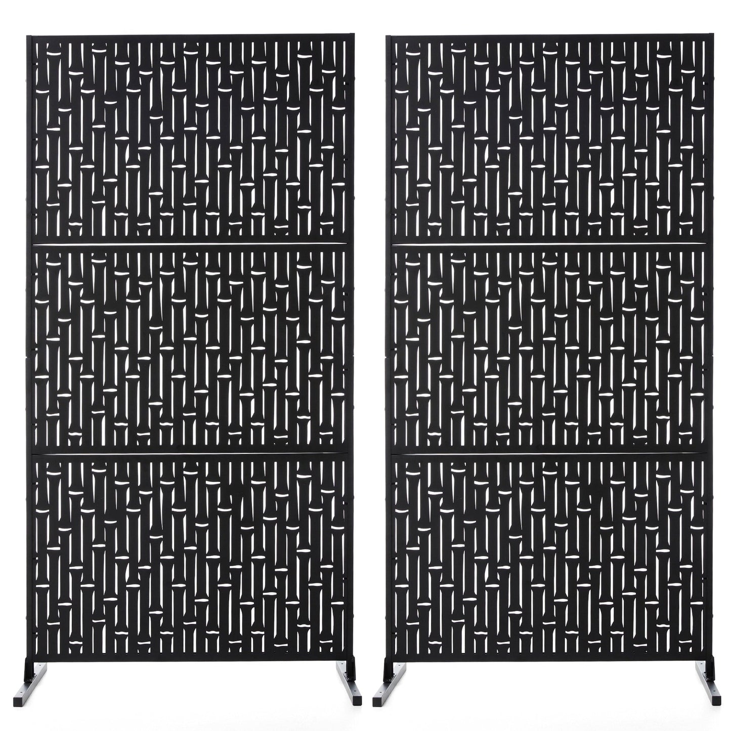 Glitzhome Écran de séparation de pièce, pare-brise à 3 panneaux, motif floral galvanisé, 1,8 m (6 pieds)