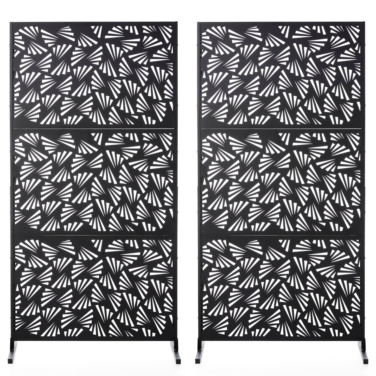 Glitzhome Écran de séparation de pièce, pare-brise à 3 panneaux, motif floral galvanisé, 1,8 m (6 pieds)