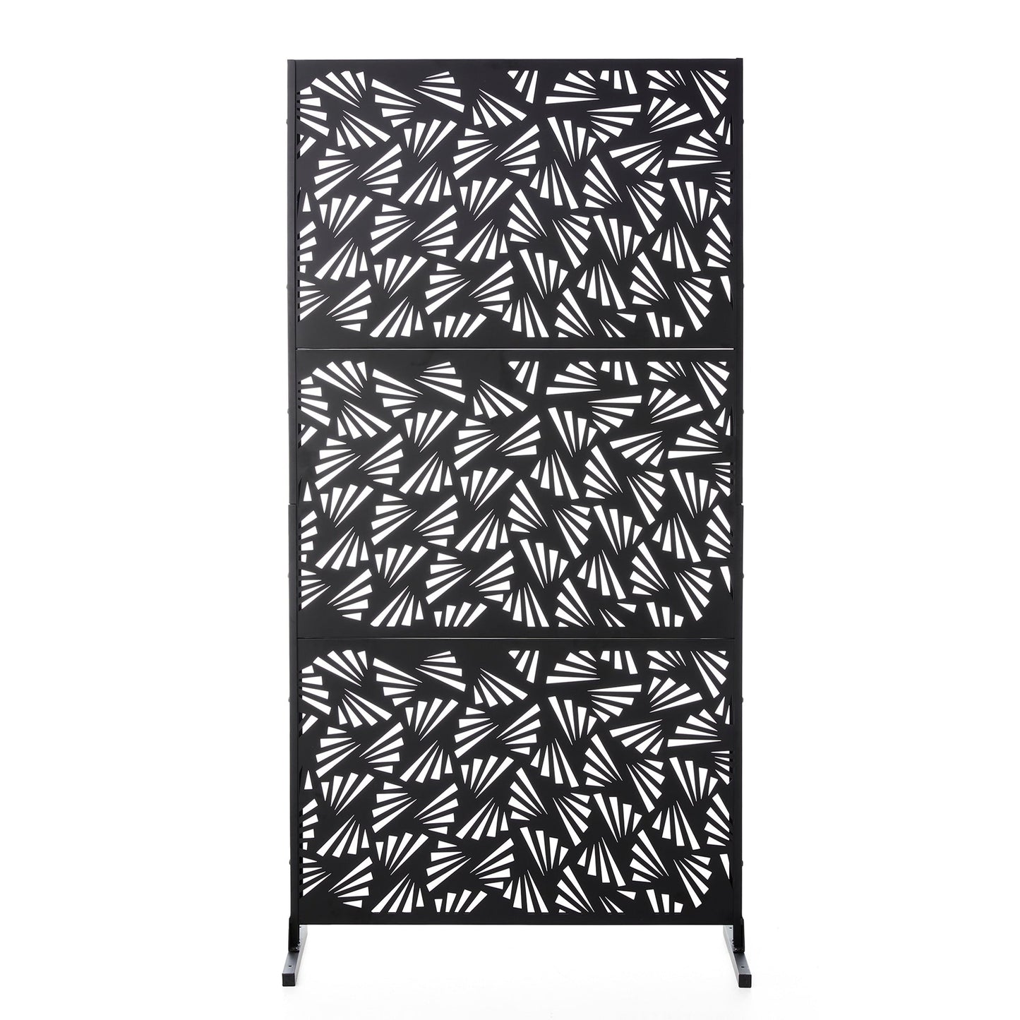 Glitzhome Écran de séparation de pièce, pare-brise à 3 panneaux, motif floral galvanisé, 1,8 m (6 pieds)