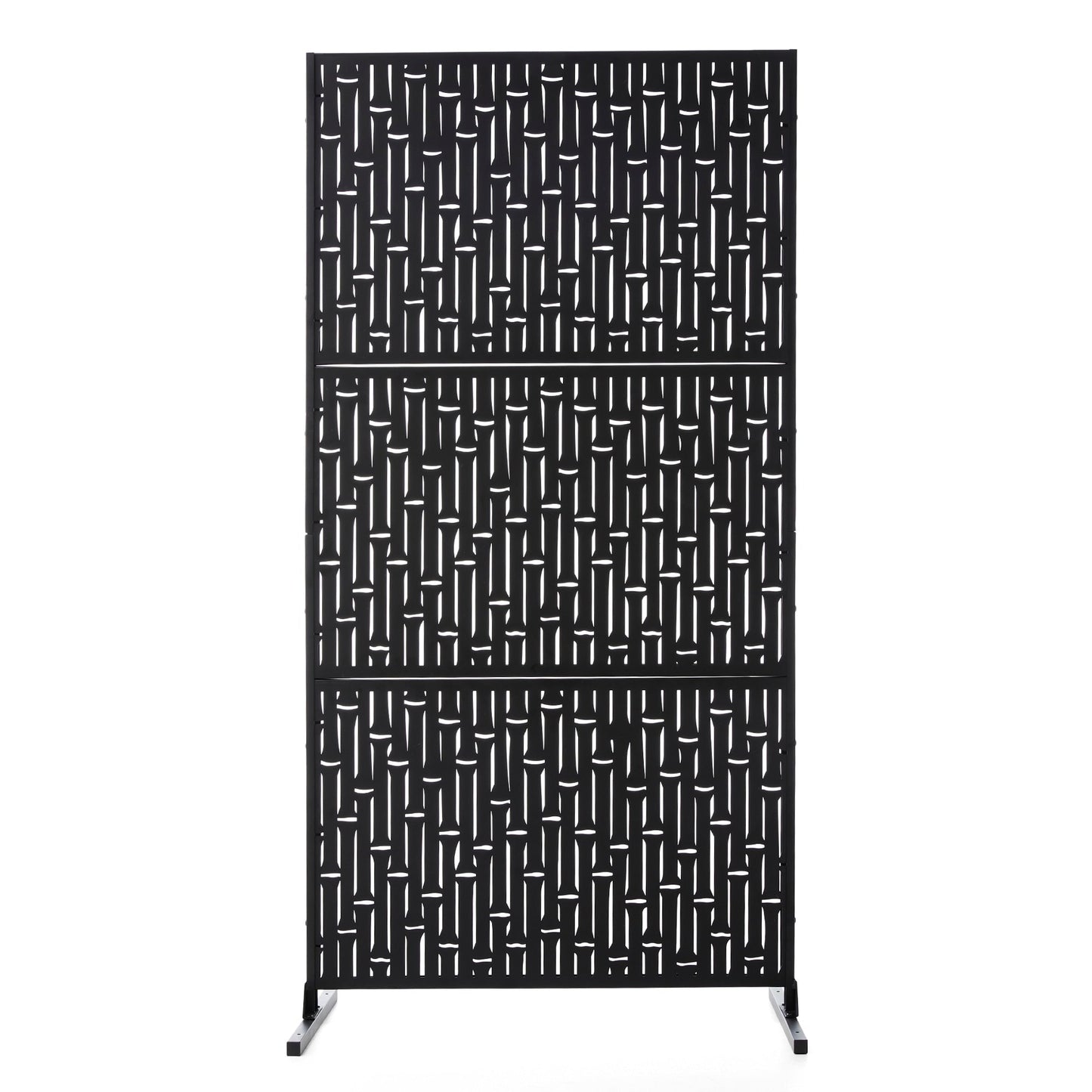 Glitzhome Écran de séparation de pièce, pare-brise à 3 panneaux, motif floral galvanisé, 1,8 m (6 pieds)