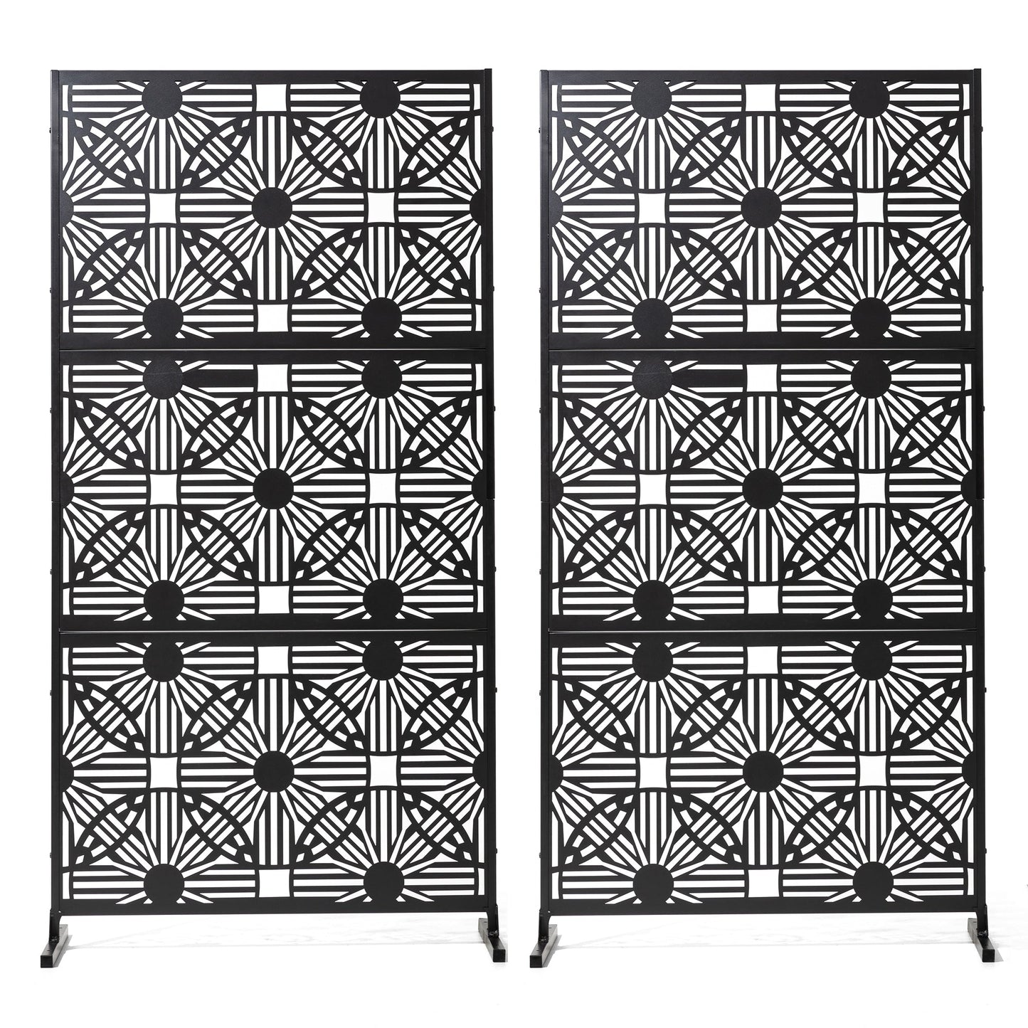 Glitzhome Écran de séparation de pièce, pare-brise à 3 panneaux, motif floral galvanisé, 1,8 m (6 pieds)