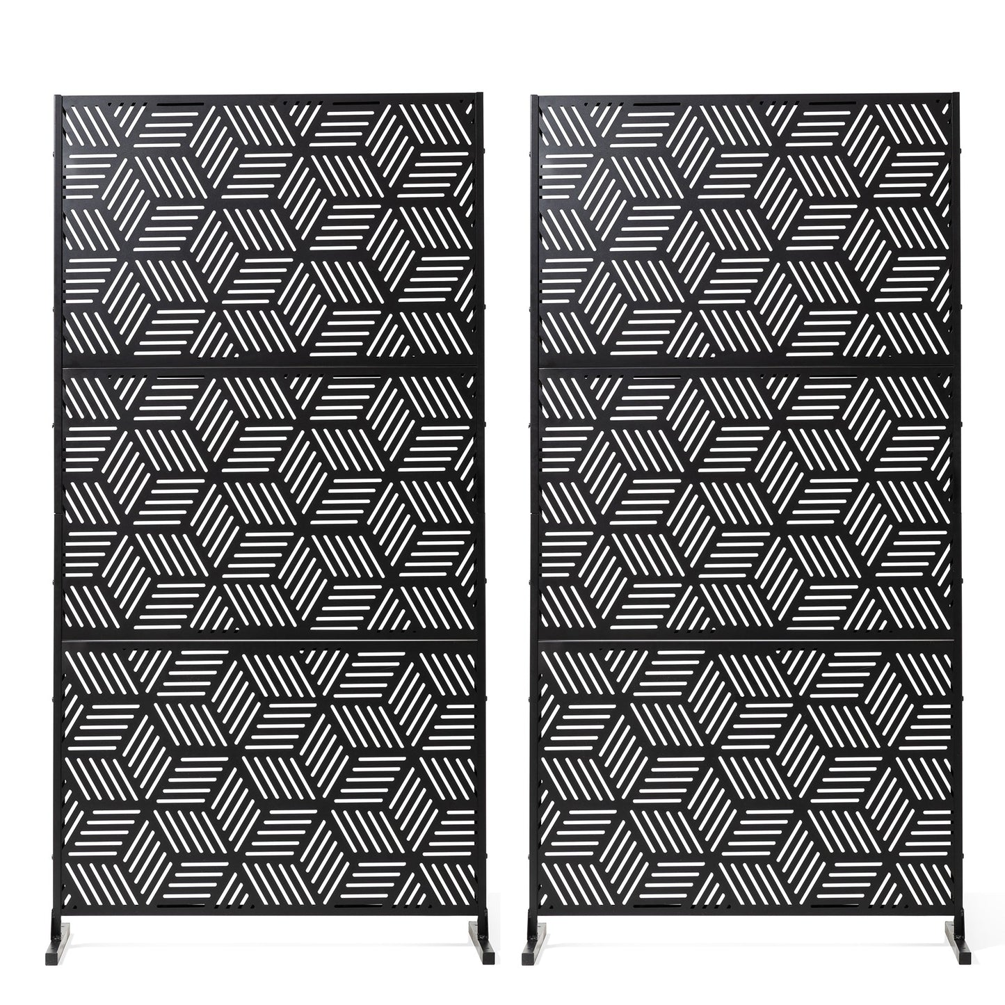 Glitzhome Écran de séparation de pièce, pare-brise à 3 panneaux, motif floral galvanisé, 1,8 m (6 pieds)