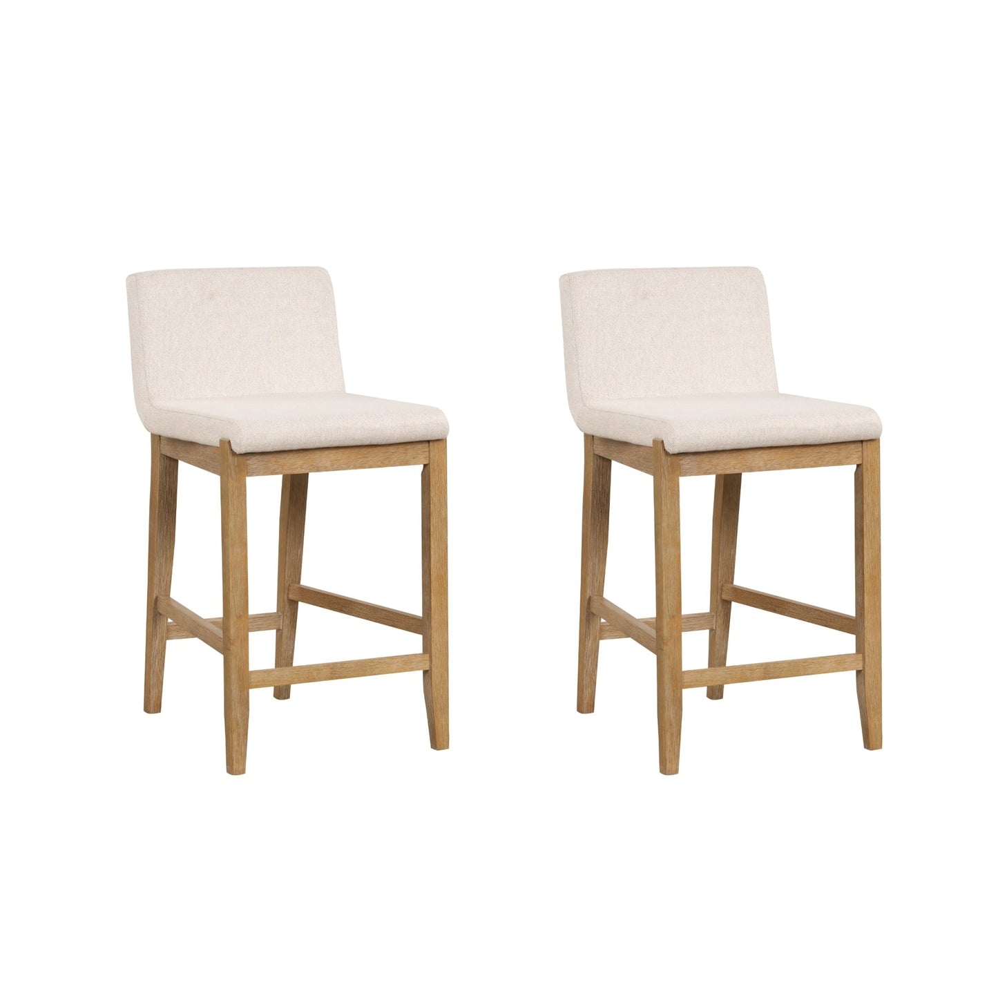 Tabouret de bar moderne Gracie, chaise rembourrée en bouclé et pieds en bois brossé