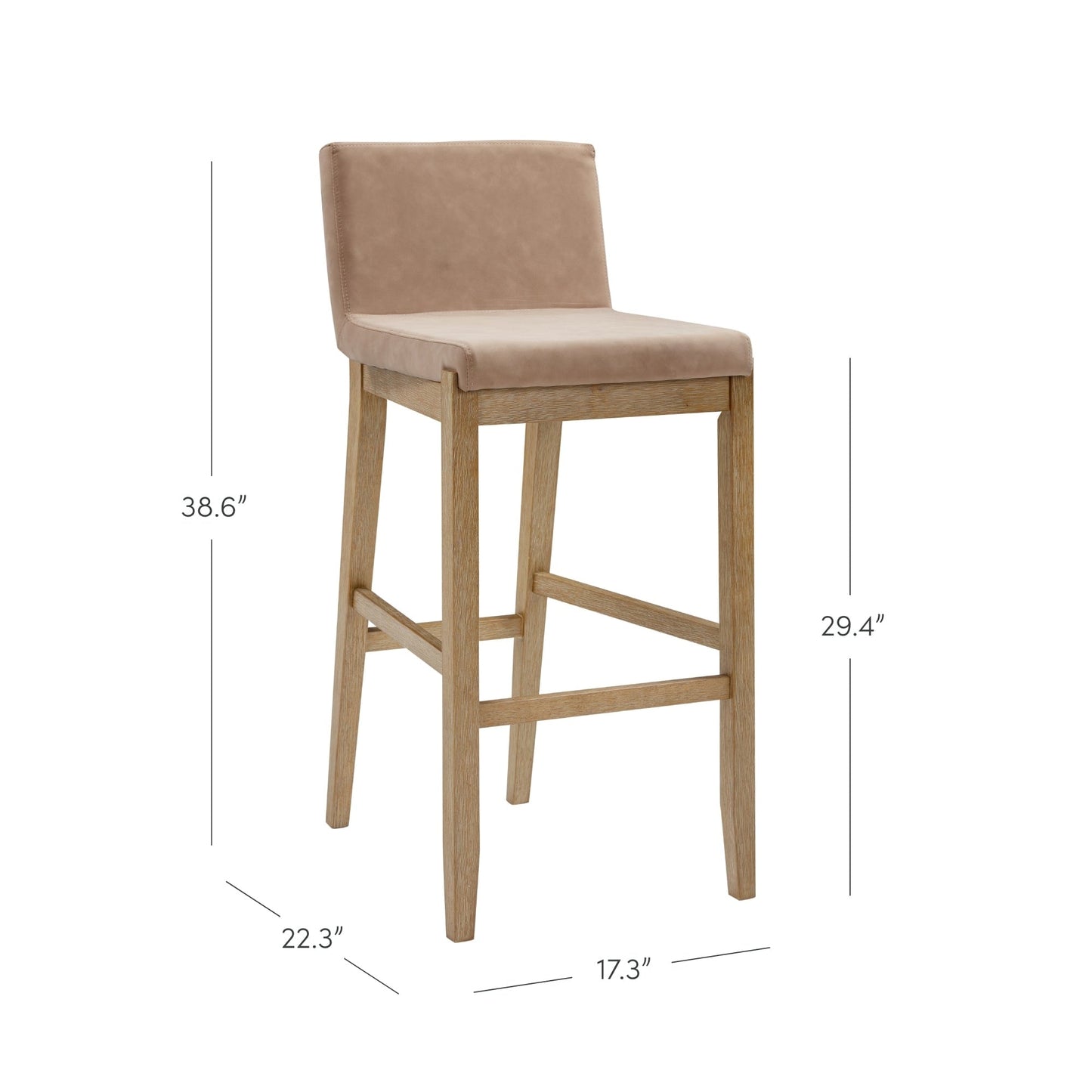 Tabouret de bar moderne Gracie, chaise rembourrée en bouclé et pieds en bois brossé